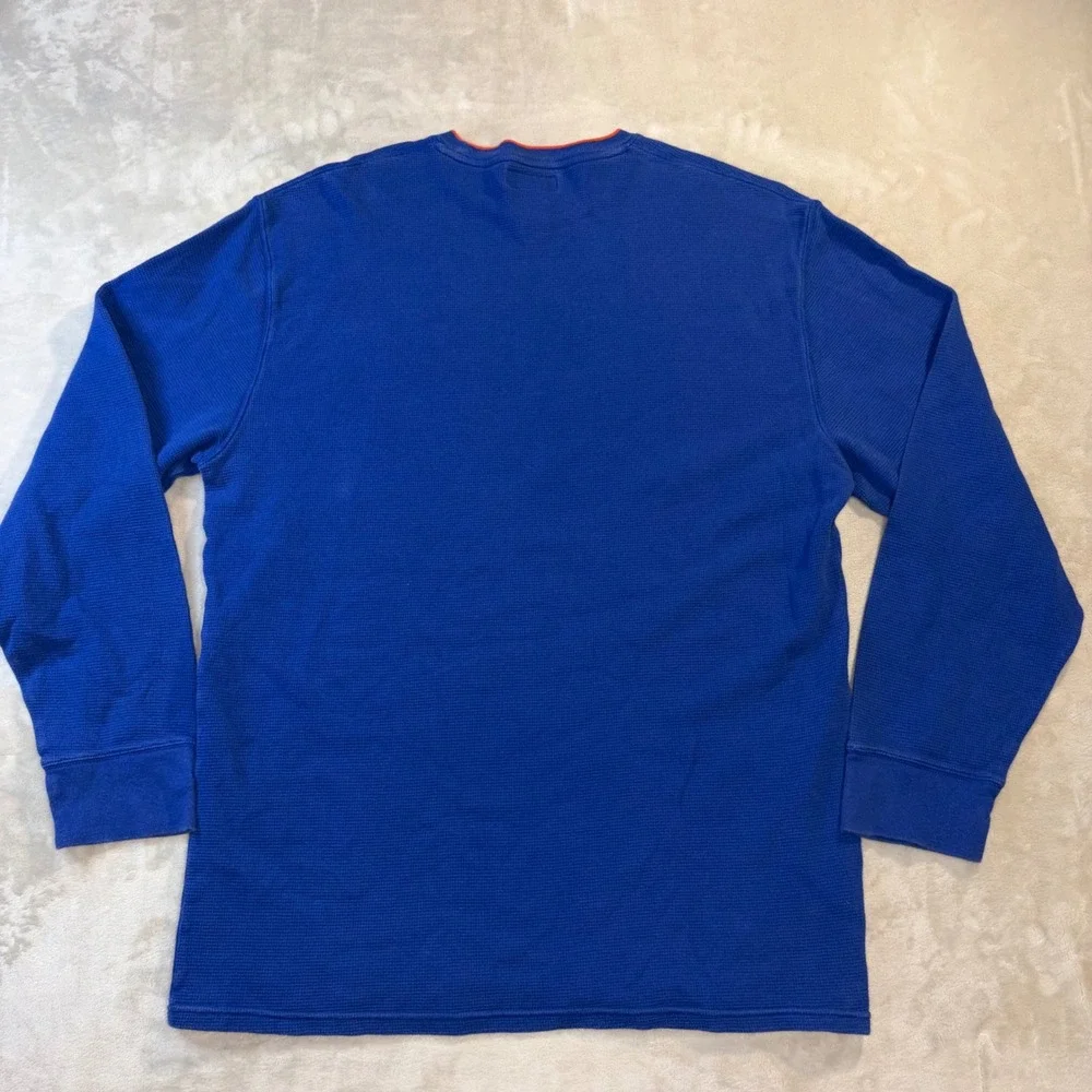 Polo Ralph Lauren Mens 2XL Royal Blue Orange Waffle Knit Thermal Long Sleeve Top